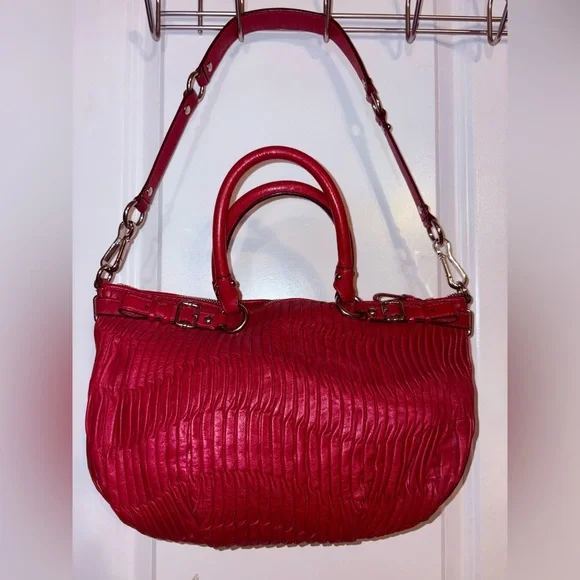 Coach Madison Gathered Leather Sophia Satchel & Shoulder Bag 18620 Red - Picture 6 of 14